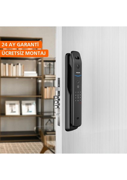 Akıllı Kilit DDL709 - Iç Kilit Dahil & Montaj Dahil - Yüz Tanımalı, Kameralı, Parmaz İzi, Şifre, Kart , Dahili Ekran