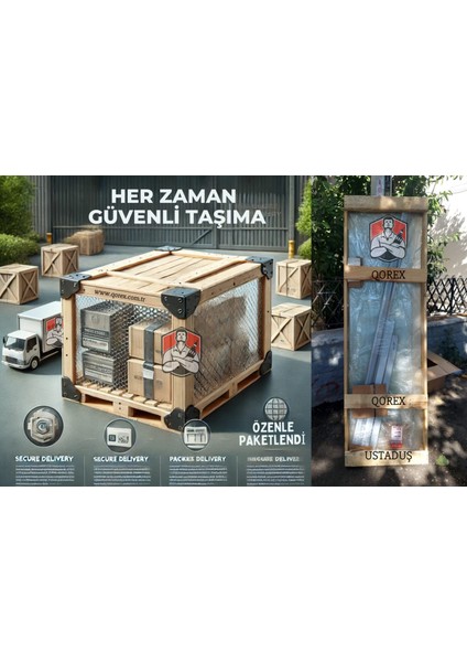 Ustaduş - Qorex Marka - 6 mm Karolaj Kumlu Temper Cam Duşakabin H:190 Özel Seri Krom Aksesuar