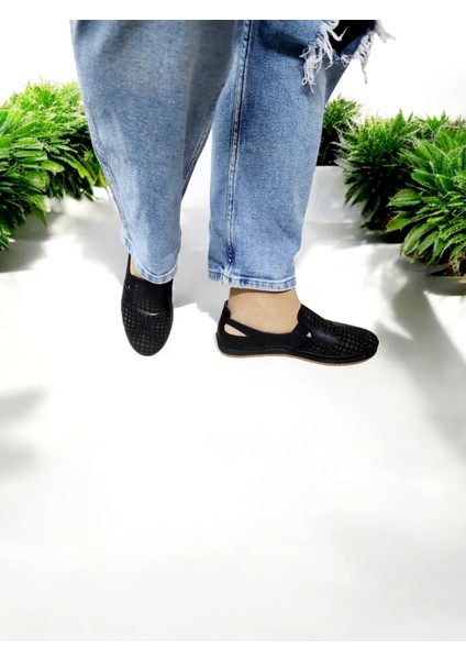 Kadın Lazer Kesim Kare Baskılı Kaydırmaz Taban Ev ve Dışarı Babet fırsatları