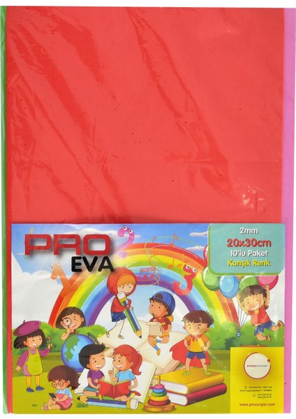 Pro Sünger Eva Color Renkli Simsiz Eva El Işi Etkinlik Seti A4 Boyut 10'lu Renk - 2mm x 20CM x 30CM