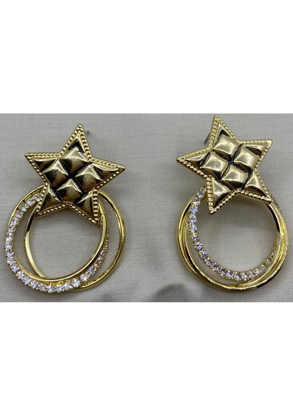 Gold Renk Yıldız Model Küpe modelleri