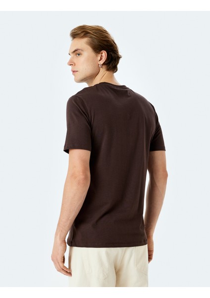 Slogan Baskılı Bisiklet Yaka Kısa Kollu Pamuklu Slim Fit Tişört fırsatları