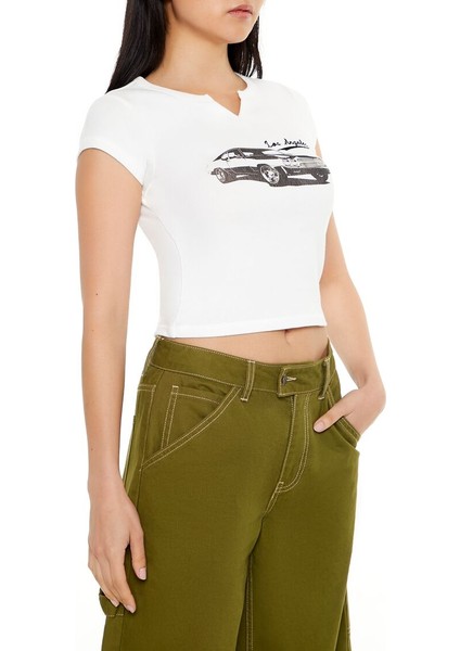Los Angeles Muscle Car Baskılı Baby Tee Tişört