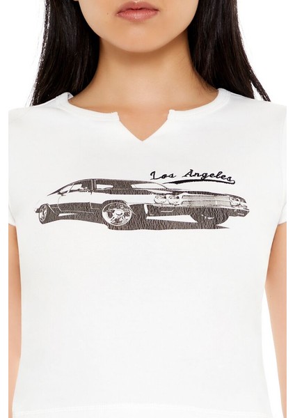 Los Angeles Muscle Car Baskılı Baby Tee Tişört indirimleri