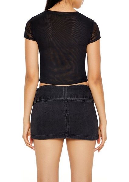 Rhinestone Crop Tişört