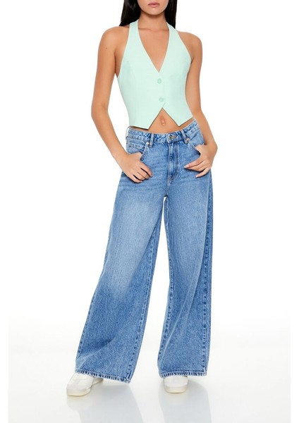 Halter Yaka Crop Yelek