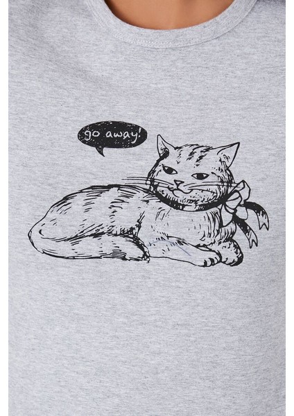 Kedi Baskılı Baby Tee Tişört