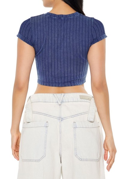 Dikişiz Fitilli Crop Tişört