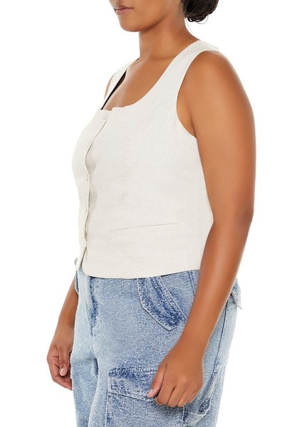 Plus Size Düğmeli Yelek