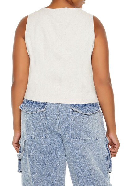 Plus Size Düğmeli Yelek