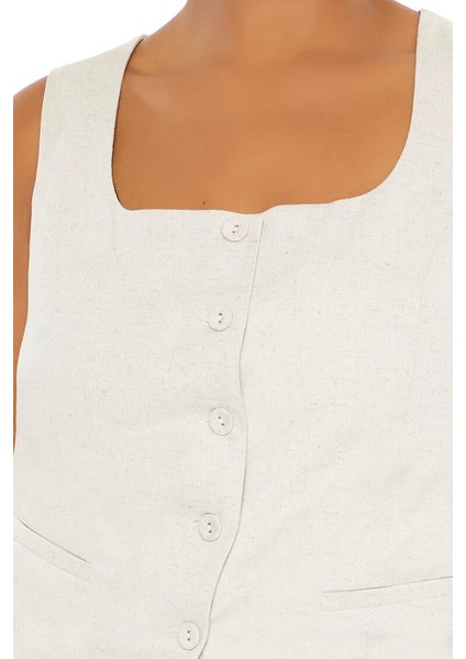 Plus Size Düğmeli Yelek