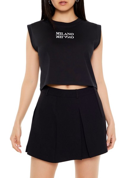 Milano Yazılı Crop Tişört