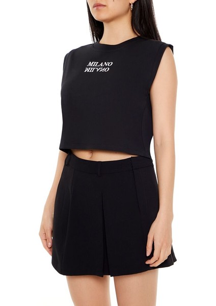 Milano Yazılı Crop Tişört modelleri
