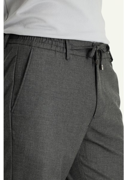 Relax Fit Rahat Kesim Beli Lastikli Ipli Likralı Pantolon