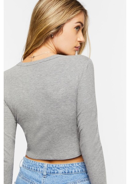 Uzun Kollu Crop Tişört