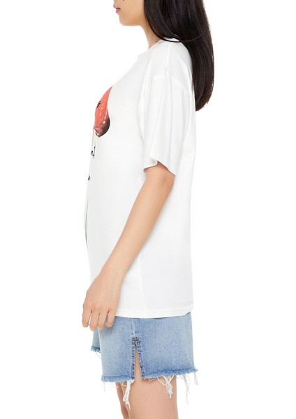 Oversize Çicek Baskılı Tişört