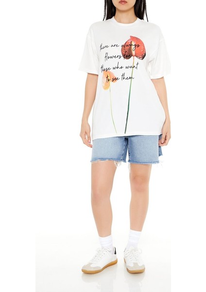 Oversize Çicek Baskılı Tişört fırsatları