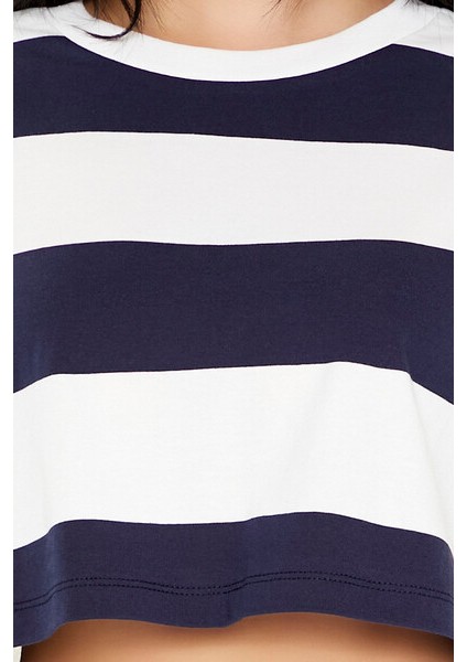 Çizgili Crop Tişört