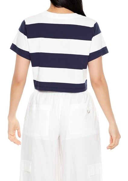 Çizgili Crop Tişört