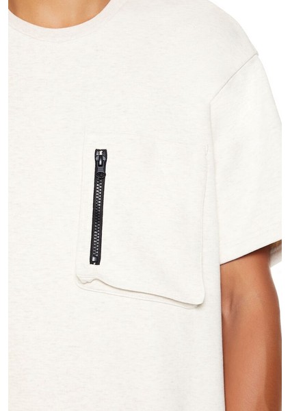 Heathered Oversize Zip Pocket Tişört modelleri