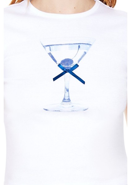 Fiyonk Detaylı Martini Baby Tee Tişört indirimleri