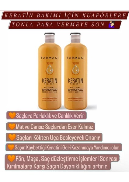 2 Adet Keratin Therapy Onarıcı Şampuan 360 Ml