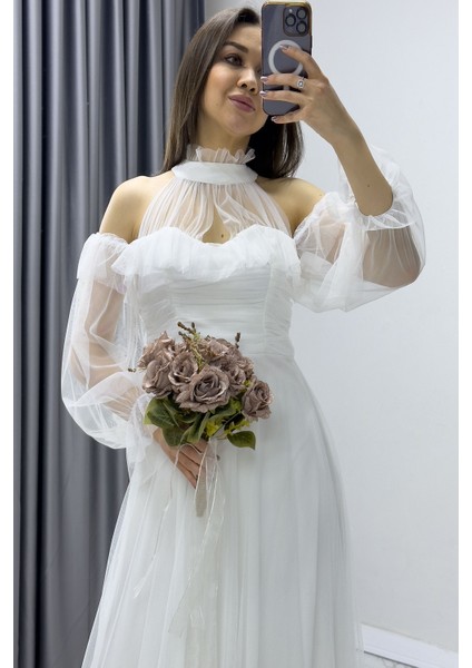 Kadın Tül Drapeli Kloş Abiye fiyatları