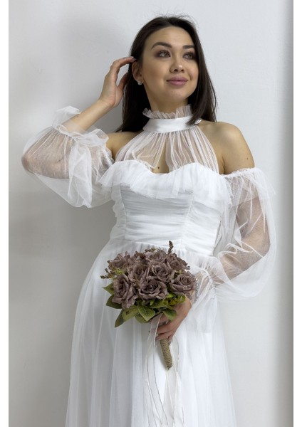 Kadın Tül Drapeli Kloş Abiye fırsatları