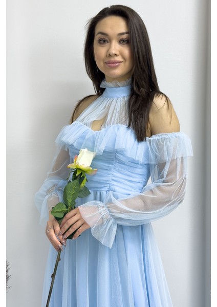 Kadın Tül Drapeli Kloş Abiye fiyatları