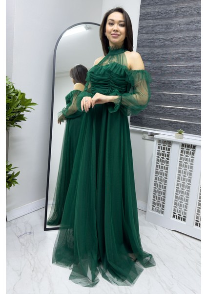 Kadın Tül Drapeli Kloş Abiye fiyatları