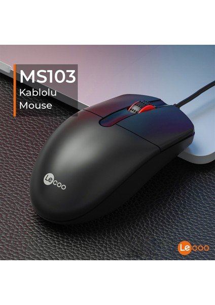 MS103 USB Kablolu 1000DPI 3 Tuşlu Optik Mouse Siyah
