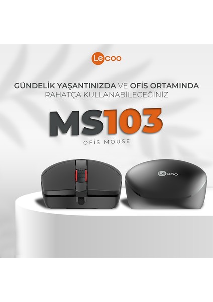 MS103 USB Kablolu 1000DPI 3 Tuşlu Optik Mouse Siyah