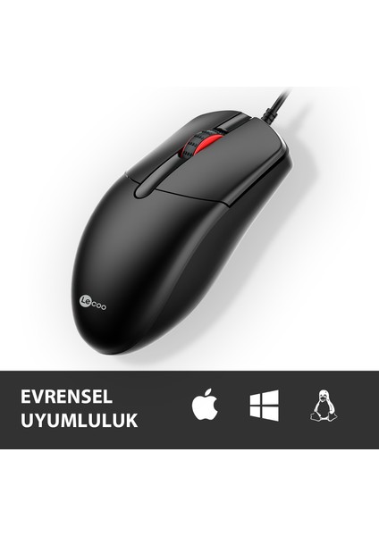 MS103 USB Kablolu 1000DPI 3 Tuşlu Optik Mouse Siyah