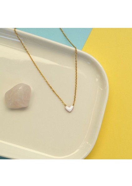 Küçük Kalpli Ince Çelik Küpe Beyaz Kalpli Çift Yönlü Kullanımlı Çelik Kolye Kalpli modelleri