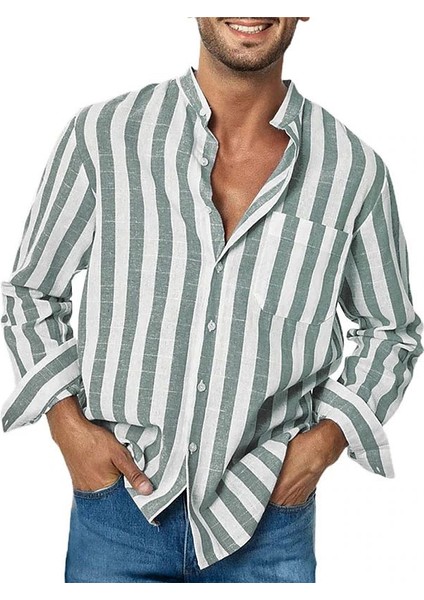 Erkek Gömlek Hakim Yaka Tek Cepli Relax Fit