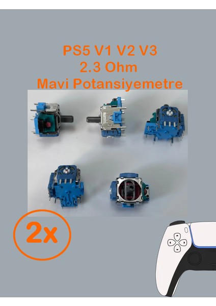 2 Adet Ps5 Analog Motoru Tüm Kollar Ile Uyumlu Mavi Renk 2.3k Ohm