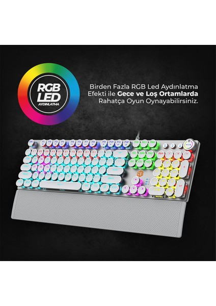 KG1102 USB Kablolu Red Switch Makro Tuşlu RGB LED Aydınlatmalı Mekanik Gaming Türkçe Q Metalik Klavye