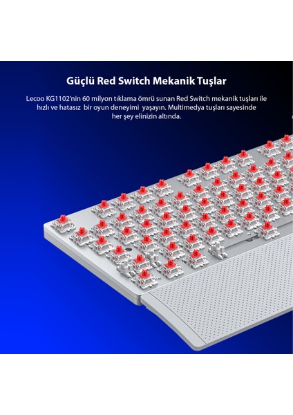 KG1102 USB Kablolu Red Switch Makro Tuşlu RGB LED Aydınlatmalı Mekanik Gaming Türkçe Q Metalik Klavye