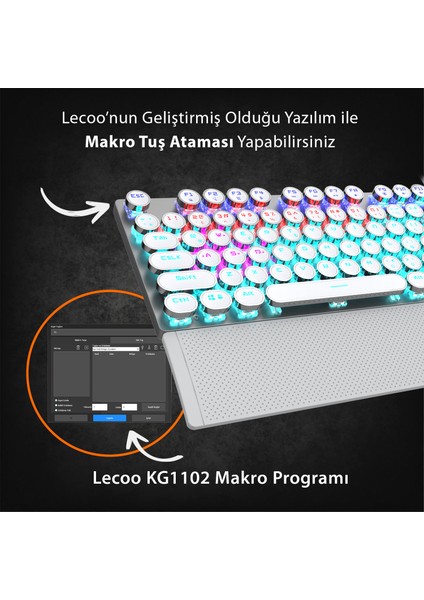KG1102 USB Kablolu Red Switch Makro Tuşlu RGB LED Aydınlatmalı Mekanik Gaming Türkçe Q Metalik Klavye