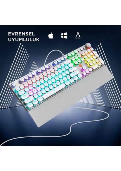 KG1102 USB Kablolu Red Switch Makro Tuşlu RGB LED Aydınlatmalı Mekanik Gaming Türkçe Q Metalik Klavye