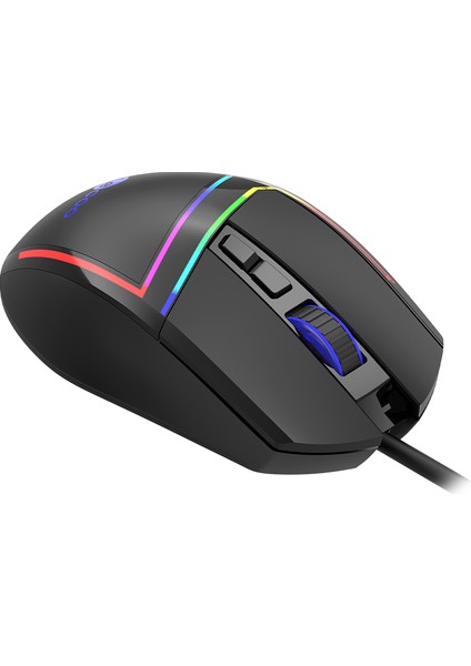 MS106 Kablolu 3200DPI 7 Tuşlu RGB LED Aydınlatmalı Gaming Optik Mouse Siyah