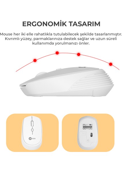KM2001 Kablosuz Türkçe Q Klavye & Mouse Set Beyaz