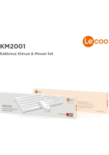 KM2001 Kablosuz Türkçe Q Klavye & Mouse Set Beyaz