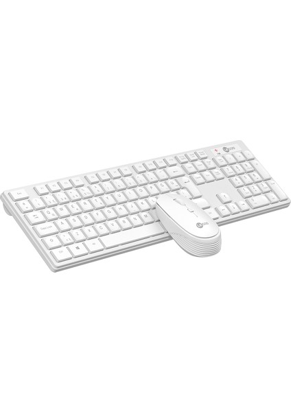 KM2001 Kablosuz Türkçe Q Klavye & Mouse Set Beyaz