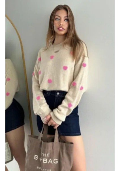 Sevimli Kalp Desenli Triko Kazak indirimleri