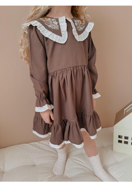 Yigit Butik Nakış Yakalı Kız Çocuk Elbise fiyatları