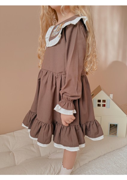 Yigit Butik Nakış Yakalı Kız Çocuk Elbise modelleri