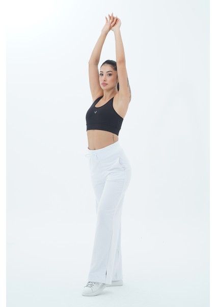 Daily Core - Beyaz Yüksek Bel Bol Paça Kadın Palazzo Eşofman Altı fiyatları