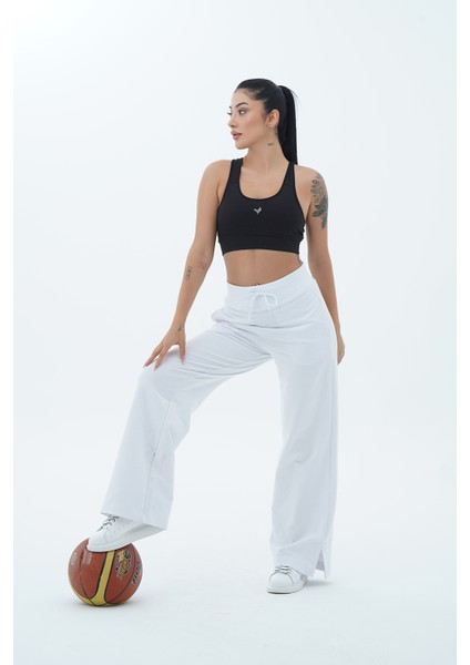 Daily Core - Beyaz Yüksek Bel Bol Paça Kadın Palazzo Eşofman Altı indirimleri