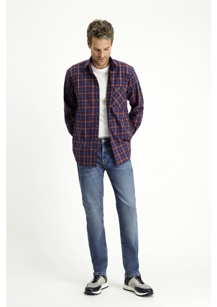 Regular Fit Likralı Denim Pantolon